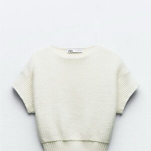 Zara Short Sleeve Cropped Knit Top